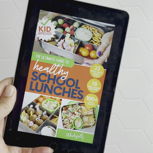 A video showing hands swiping through the first few pages of a school lunch ebook.